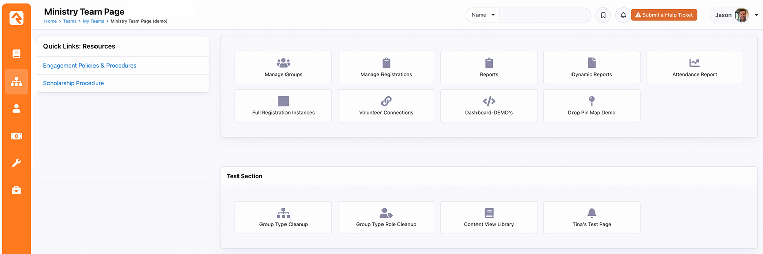 Team Dashboard Example